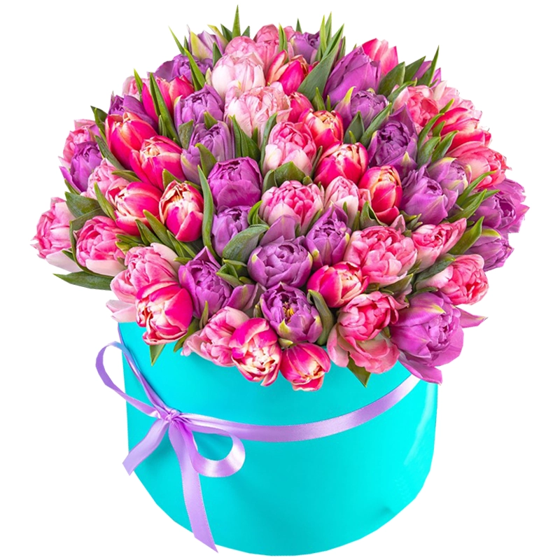 Бокс из 51 пионовидного тюльпана