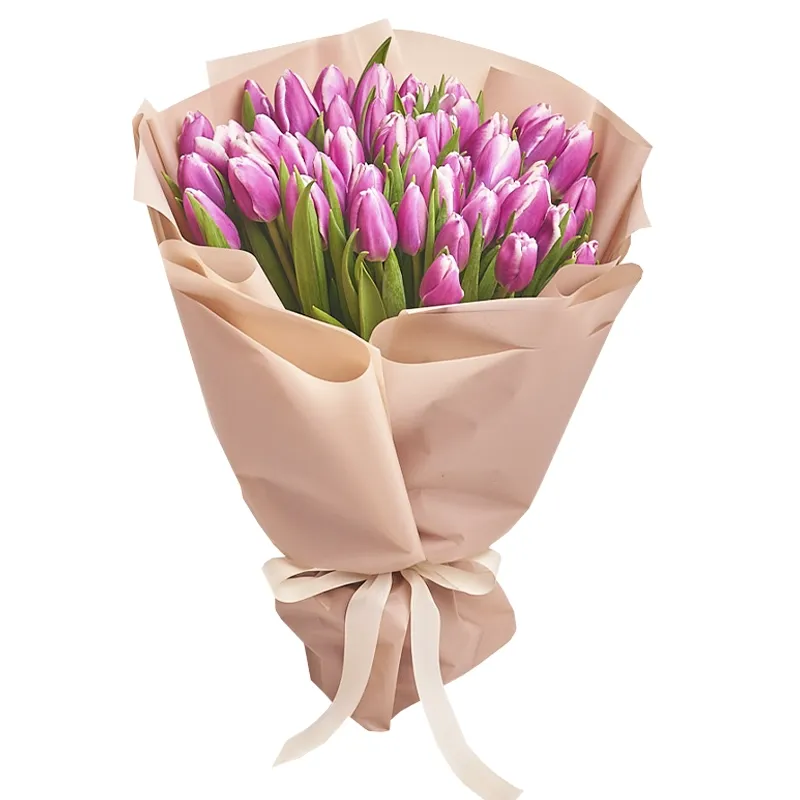 Букет из 51 сиреневого тюльпана